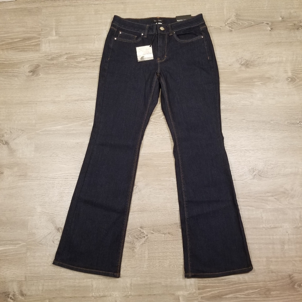 NWT White House Black Market Mid Rise Skinny Flare Denim Jeans Womens Size 6S